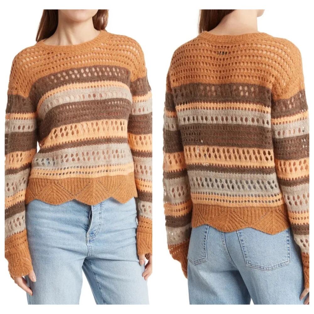 Mother The Mock Neck Scallop Jumper Sweater Misty Mountain Baby Alpaca Small